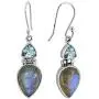 YoTreasure 1.65'' Labradorite Blue Topaz Sterling Silver Dangle Earrings YoTreasure 1.65'' Labradorite Blue Topaz Sterling Silver Dangle Earrings