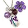Linpeng Dragonfly Beads Necklace Earrings Jewelry Set, Violet