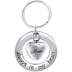 NextStone Family Stainless Steel Always in My Heart Ashes Urn Necklace Heart Pendant Keychain Cremation Jewelry Gift