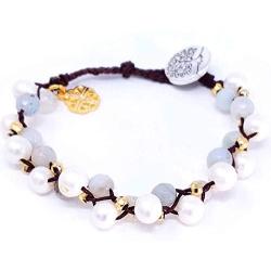 Gemstone and Freshwater Cultured Pearls Beaded Bracelet - Healing Stone Crystal Bracelet - Natural Anxiety Relief Tree of Life Chakra Cleansing Bracelet for Women and Girls. Adjustable 6.5'' -7.5''