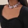 Ingemark Hip Hop Colorful Butterfly Choker Necklace Shiny Crystal Cuban Chain Link Necklace for Women Girls Fashion Jewelry