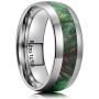 King Will 8mm Men Titanium Wedding Ring Inlaid Green Resin&Slender Silver Titanium Flat/Dome Style