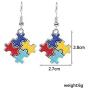 Eiffy Autism Awareness Hope Jigsaw Puzzle Piece Drop Earring Heart Cross Pendant Necklace Bracelet with Snake Chain for Women Jewelry