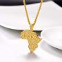 PROSTEEL Stainless Steel Africa Map Necklace for Men Women, 18K Gold/Rose Gold/Black Plated, Customize Available, 22''-24'' Adjustable, Come Gift Box