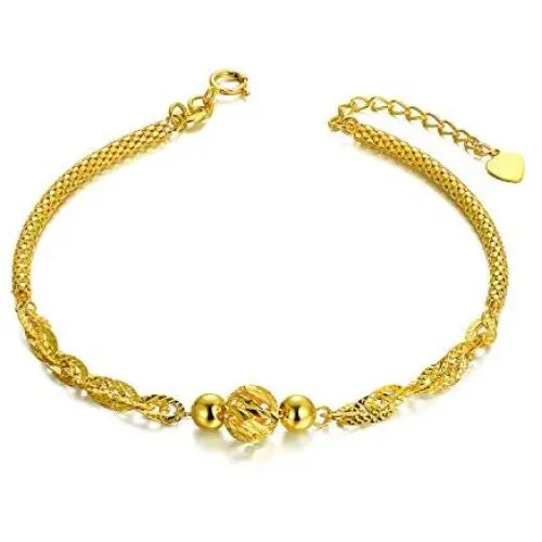 18K Gold Bracelets for Women, Dainty Yellow Gold Diamond Cut Ball Bracelets, Italian Mesh Chain Anniversary Jewelry Gift for Her, Wife, Mom, Girls 18K Gold Bracelets for Women, Dainty Yellow Gold Diamond Cut Ball Bracelets, Italian Mesh Chain Anniversary Jewelry Gift for Her, Wife, Mom, Girls