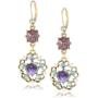 Betsey Johnson Carved Flower Medallion & Crystal Gem Drop Earrings
