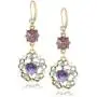 Betsey Johnson Carved Flower Medallion & Crystal Gem Drop Earrings
