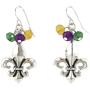 Elosee Mardi Gras Theme Pendant Frost Bead 18 Inch Necklace and Earrings