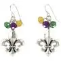 Elosee Mardi Gras Theme Pendant Frost Bead 18 Inch Necklace and Earrings