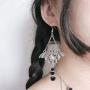 Funyrich Gothic Beaded Earrings Set Silver Bat Pendant Halloween Earring Jewelry Accessory for Women and Girls (Black Bead)