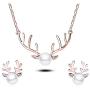BITSEACOCO Personalized Christmas Necklace Earrings Set for Women, Charm Rose Gold Pearl Necklace Funny Christmas Jewelry Gifts for Girls, Teen Girls, Mom, Grandma