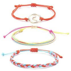 ZHEPIN 3PCS Braided Rope Bracelet Set Handmade Waterproof Wrap Bracelet Charm Woman Kids …