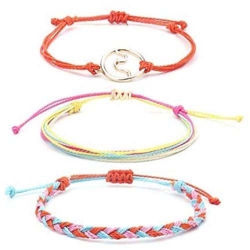 ZHEPIN 3PCS Braided Rope Bracelet Set Handmade Waterproof Wrap Bracelet Charm Woman Kids …