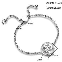 Jude Jewelers Stainless Steel Tree of Life Charm Adjustable Size Strand Bracelet