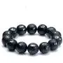 Genuine Natural Black Obsidian Gemstone Six Word Round Bead Bracelet 16mm AAAA Genuine Natural Black Obsidian Gemstone Six Word Round Bead Bracelet 16mm AAAA
