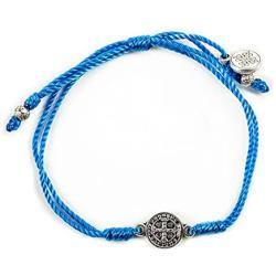 My Saint My Hero Breathe Blessing Bracelet - Silver-Plated Medal on Blue Hand-Woven Cord