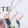 ASHMITA Rose Gold Teardrop Necklace Gemstone Dangle Earrings Wedding Jewelry Set ASHMITA Rose Gold Teardrop Necklace Gemstone Dangle Earrings Wedding Jewelry Set