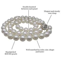 Pearl Romance II Round Pearl II Classic Cultured Freshwater White Strand Pearl Necklace for Women Jewelry Christmas Genuine