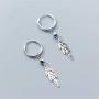 Minimalist Leaf Dangle Small Hoop Earrings for Women Girls 925 Sterling Silver with Charm Engraved Fashion Cute Ball Bead Drop Cartilage Hypoallergenic Fashion Unique Jewelry