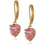 1928 Jewelry Gold-Tone Pink Genuine Swarovski Crystal Heart Drop Earrings