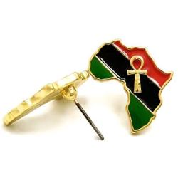 GWOOD Africa with Ankh Earrings Gold Color Post Style Pierced
