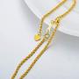 18K Italian Solid Gold Rope Chain Bracelet with Freely Sliding Bead, Gold Women Braided Rope Chain Bracelet Jewelry Gifts for Her, 8.5 Inch