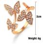 Cubic Zirconia Butterfly Ring for Women Adjustable Sparkling Butterfly Ring Bow-Knot Knuckle Ring Wedding Jewelry for Girls