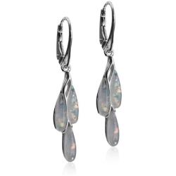 Sterling Silver Imitation Opal Dreams Leverback Earrings