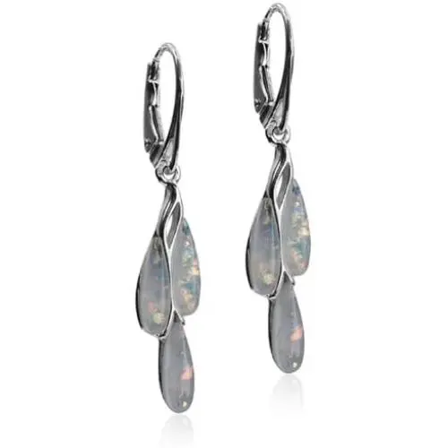 Sterling Silver Imitation Opal Dreams Leverback Earrings Sterling Silver Imitation Opal Dreams Leverback Earrings