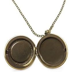 Vintage Bronze Tone Locket Picture Pendant Necklace Neptune Included Free Brass Chain Gifts Personalized