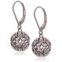 Plated Sterling Silver Filigree Ball Leverback Dangle Earrings