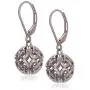 Plated Sterling Silver Filigree Ball Leverback Dangle Earrings Plated Sterling Silver Filigree Ball Leverback Dangle Earrings