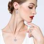 EVER FAITH Womens Jewelry 925 Sterling Silver Cubic Zirconia Elegant Winter Snowflake Party Necklace Earrings Ring Set