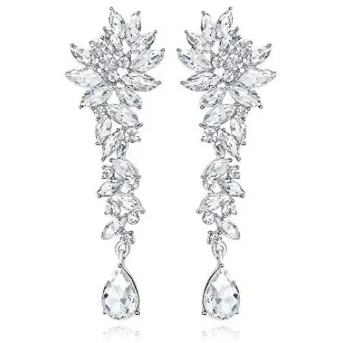mecresh Bridal Wedding Teardrop Marquise Crystal Cluster Chandelier Dangle Earrings for Women Valentines Day Gift mecresh Bridal Wedding Teardrop Marquise Crystal Cluster Chandelier Dangle Earrings for Women Valentines Day Gift