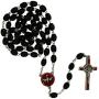 Needzo Holy Spirit Dove Black Bead Confirmation Rosary with Prayer Card, 19 Inch