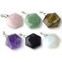 Hexagonal Chakra Necklace, Crystal Pendant Necklace Natural Healing Gemstone Tiger Eye Stone Jewelry with Chain Gift for Women