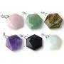 Hexagonal Chakra Necklace, Crystal Pendant Necklace Natural Healing Gemstone Tiger Eye Stone Jewelry with Chain Gift for Women