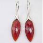 SilverStarJewel 925 Solid Silver Red Cut Carnelian Earrings 1.7'' 6.1 Grams Ladies Gemstone