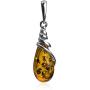 Amber Sterling Silver Drop Dangle Earrings Pendant Necklace Set Chain 18''