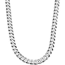 Savlano 925 Sterling Silver 7.5mm Italian Solid Curb Cuban Link Chain Necklace for Men & Women - Made in Italy Comes Gift Box (7.5mm)