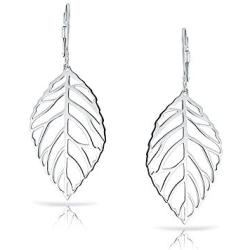 Boho Open Filigree Leaf Feather Dangle Drop Lever Back Earrings For Women Teen 925 Sterling Silver