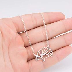 MIXIA Stainless Steel Unique Origami Hedgehog Pendant Necklace for Women Cute Animal Charm Choker Jewelry