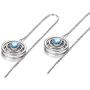 AOBOCO Sterling Silver Planet Galaxy Dangle Drop Earrings, Hypoallergenic Threader Earrings, Simulated Aquamarine Birthstone Crystal from Austria, Anniversary Birthday Jewelry Gifts for Women(Blue)