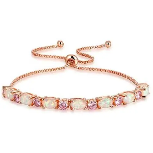 CiNily 18K White Gold/Rose Gold Plated Bracelets-Adjustable Sparkling Cubic Zirconia White Opal Bracelet for Women Girls for Her CiNily 18K White Gold/Rose Gold Plated Bracelets-Adjustable Sparkling Cubic Zirconia White Opal Bracelet for Women Girls for Her
