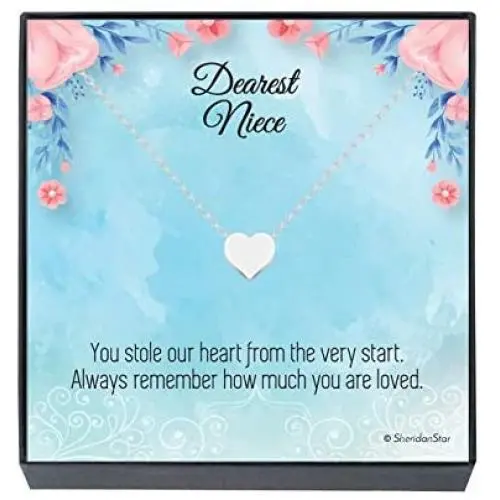 Niece Jewelry Necklace Gift from Aunt or Uncle - Dear Niece You Stole Our Heart From The Very Start Small Heart Pendant Birthday Gift, Niece Jewelry Present, Graduation Niece Jewelry Necklace Gift from Aunt or Uncle - Dear Niece You Stole Our Heart From The Very Start Small Heart Pendant Birthday Gift, Niece Jewelry Present, Graduation