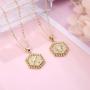 M MOOHAM Gold Hexagon Initial Necklaces for Women, 14K Gold Plated Dainty Letter Charm Necklaces Personalized Gold Initial Necklaces for Women Teen Girls Jewelry Gifts