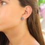 SHABLOOL Earring Sterling Silver 925 With Light Blue Cabochon Opal Gemstone Wellspring Earrings Woman Handmade Jewelry Teen Gift Mothers Day Birthday Beautiful Fine Detailing