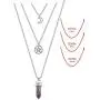 MJartoria Moon Pentagram Necklace Pentacle Crystal Chakra Necklace Charm Pendant Multi Layered Alloy Chain Choker Necklaces Set Gothic Jewelry