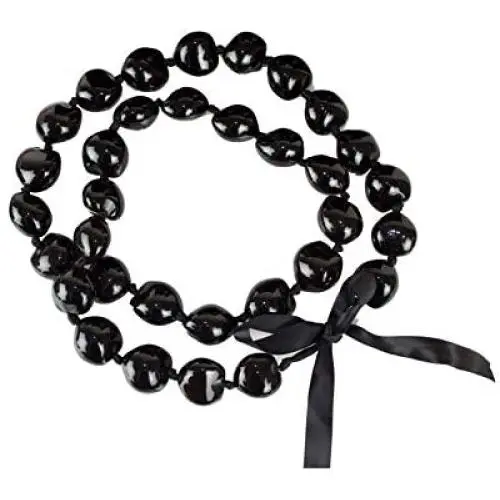 Hawaiian Kukui Nut Leis Beads Necklaces with Hand Painted Flower Adjustable 32 inches Lei for Men and Women Hawaiian Kukui Nut Leis Beads Necklaces with Hand Painted Flower Adjustable 32 inches Lei for Men and Women
