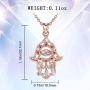 EUDORA Sterling Silver Hamsa Necklace Good Luck Vintage Fatima Hand Evil Eye Pendant, 18'' Chain (Rose Gold)